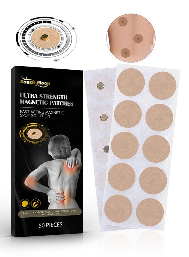 SOUTH MOON 50 Pcs Magnetic Acupressure Patches, Relieve Shoulder, Neck, And Waist Joint Pain, Magnetic Acupoint Patches For Body, Health Patch, Muscle Pain Relief, Magnetic Acupressure Patch, Acupressure Magnets Patch - Image 1